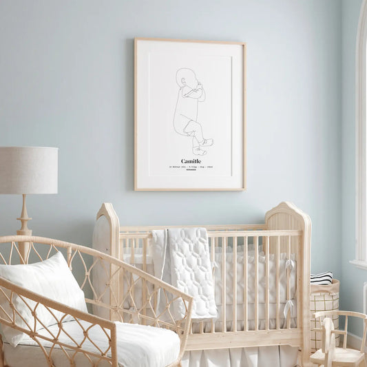 Affiche Bébé Taille Réelle de Naissance - Line Art - First Day Baby