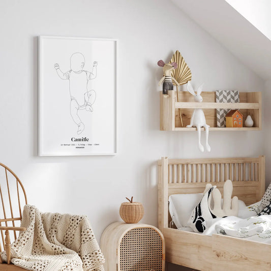 Affiche Bébé Taille Réelle de Naissance - Line Art - Love Baby