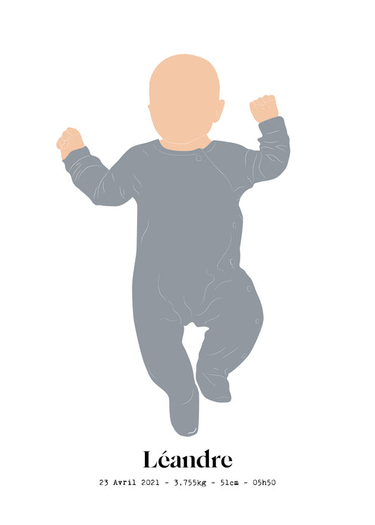 Affiche Bébé Taille Réelle de Naissance - Little Pyjama